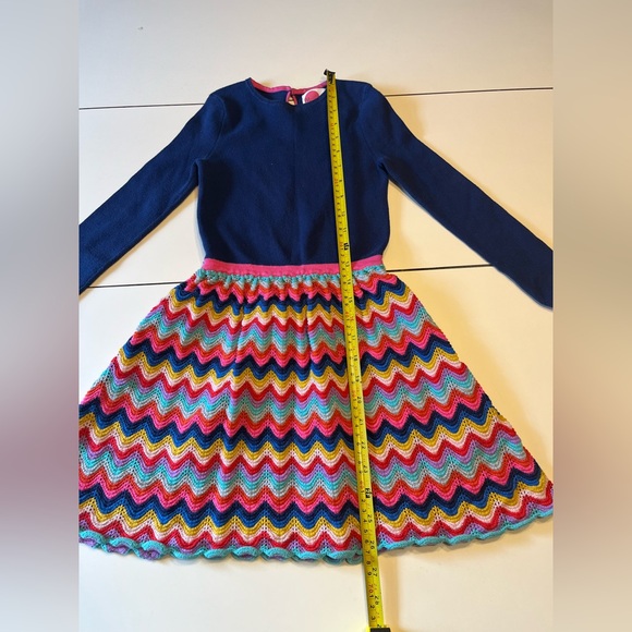 Mini Boden girls 7-8 dress crocheted rainbow navy blue long sleeve - Picture 6 of 8